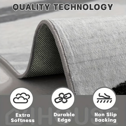 Area Rug Stone Texture Print with Four Machine-Washable Sizes for Living Room, Terrace or Camping