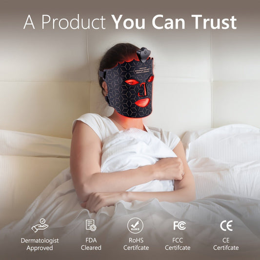 Red Light Therapy Face Mask 7 Color LED – FDA Cleared Silicone Mask for Anti-Aging, Wrinkles, Acne & Skin Whitening, Eye Protection, USB Rechargeable