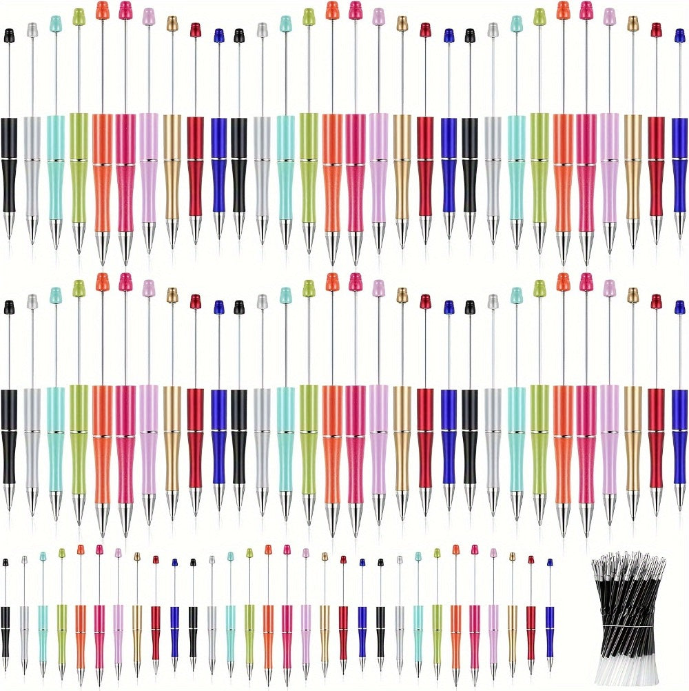 Bulk Beadable Ballpoint Pens with Black Ink, Assorted Random Colors and 40- or 60-Piece Options