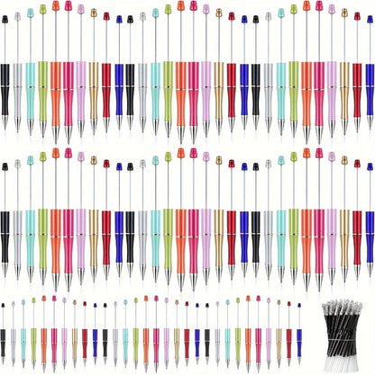 Bulk Beadable Ballpoint Pens with Black Ink, Assorted Random Colors and 40- or 60-Piece Options