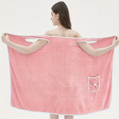 Wearable Bath Towel Wrap with Bow Detail, Shoulder Loops and Four Exact Light Purple or Pink Size Options
