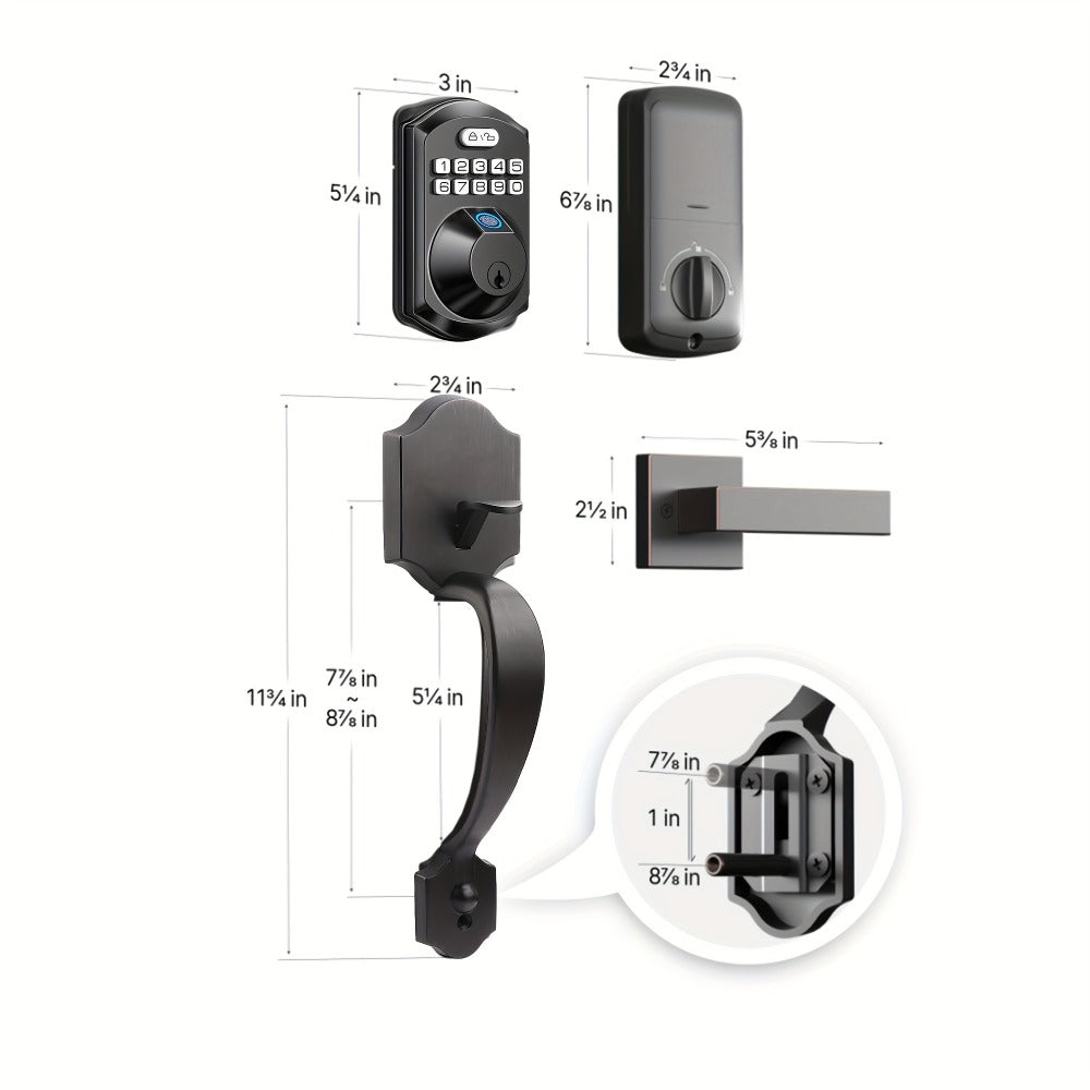 Smart Door Lock Tuya Front Door Deadbolt with Fingerprint Keypad Bluetooth App and Hidden Key