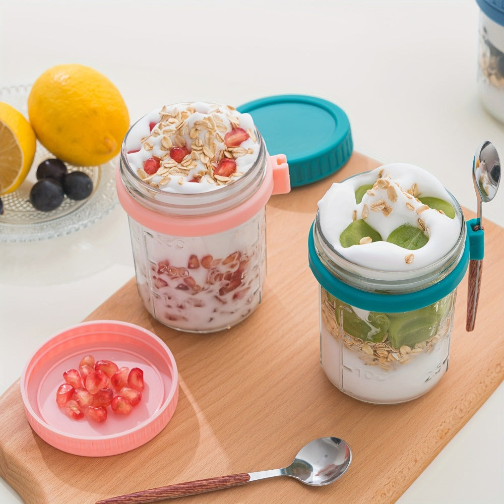 Portable Overnight Oats Cups with Flip-Top Lids in Four- or Six-Piece Sets for Meal Prep and Travel