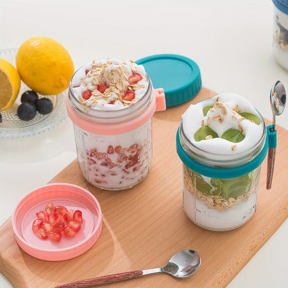 Portable Overnight Oats Cups with Flip-Top Lids in Four- or Six-Piece Sets for Meal Prep and Travel