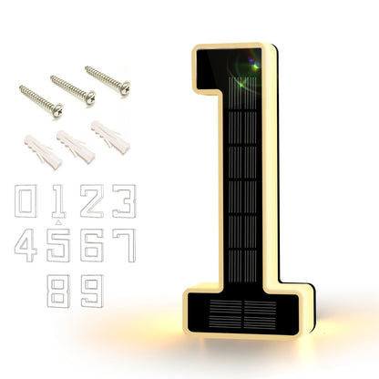 LED Solar House Number Light 6.7 Inch Wall Mounted – Smart Sensor Illuminated Address Number for Home Decor, No Wiring Energy-Saving Solar Powered Outdoor Light