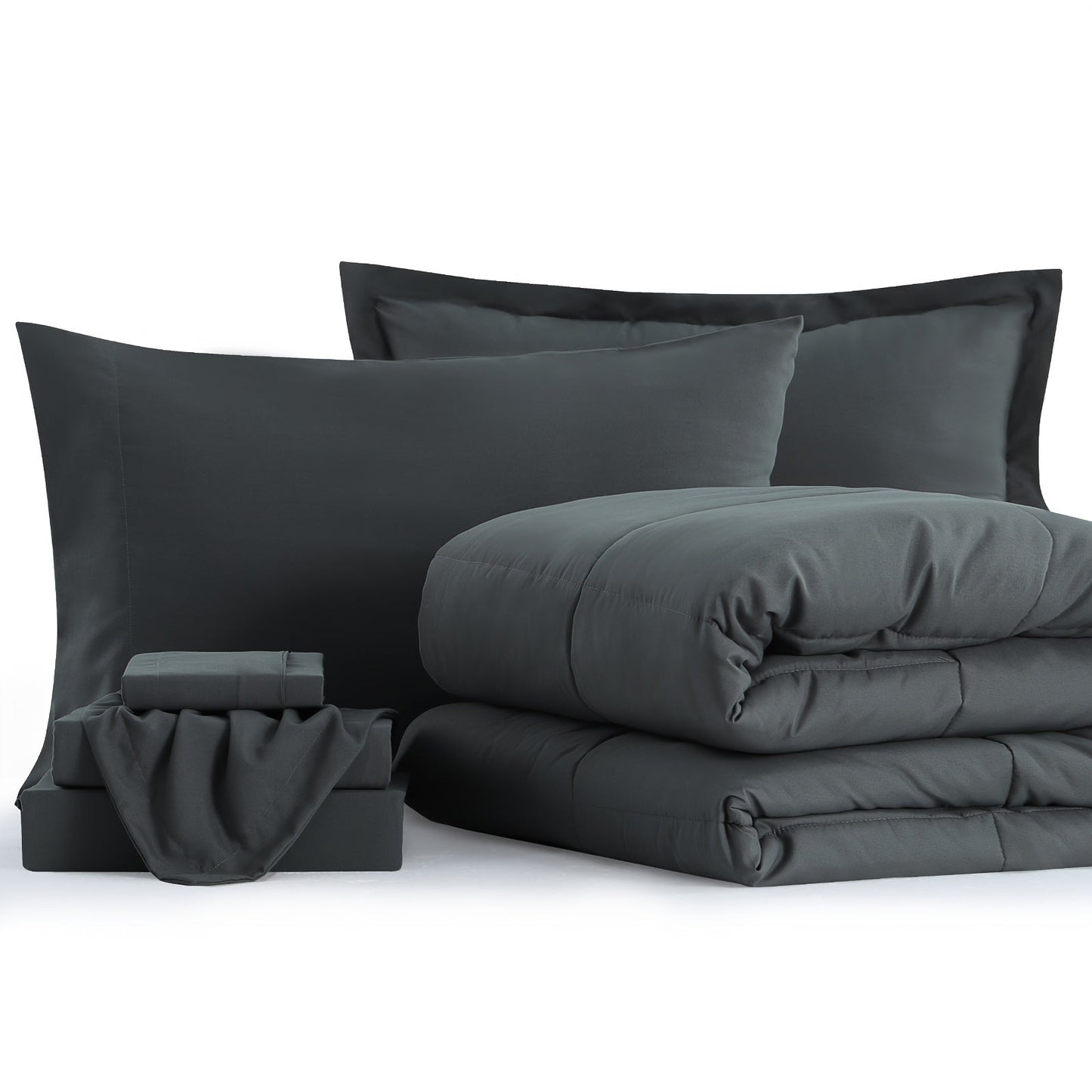 7 Piece Comforter Set Luxury Soft Fluffy Bedding All Season Bed in a Bag with Comforter Fitted Sheet Flat Sheet Pillowcases Hypoallergenic Breathable Easy Care Queen King Twin XL Full