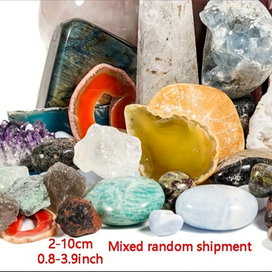Crystal Gift Box Set 450g – Raw Stones, Agate & Crystal Carvings Collection Box for Home Decor, Office Ornaments & Holiday Gifts – 1LB Mixed Healing Crystal Set