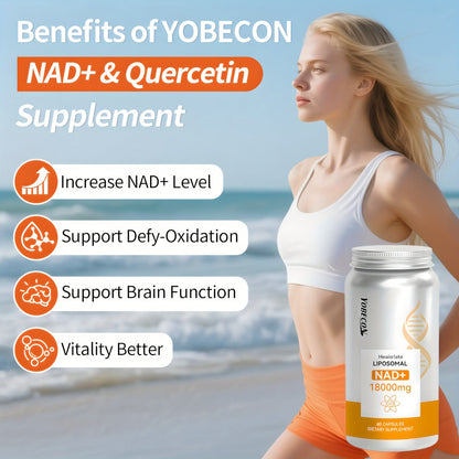 NAD+ Booster Liposomal 18000mg with Quercetin, Trans-Resveratrol & D-Ribose for Energy, Focus, Anti-Ageing & Antioxidant Support, High Absorption Formula for Men & Women