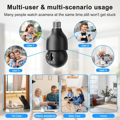 Security Camera 5MP Light-Bulb Model with Dual-Band WiFi, 360 Pan-Tilt, Color Night Vision and 1 or 2 Pack