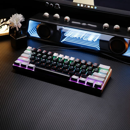 Mechanical Keyboard 61-Key Compact Wired Layout with Cyan Switches, RGB Backlighting and Four Case Color Options