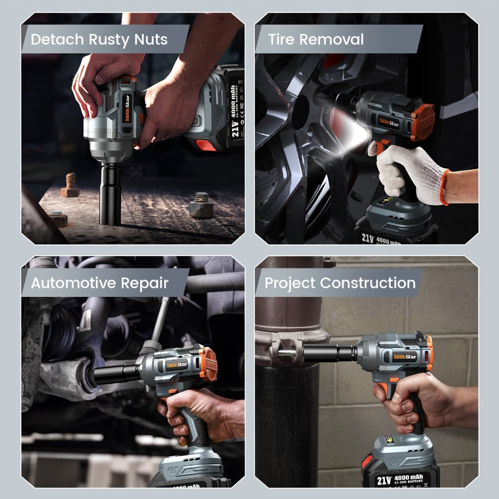 Power Tools TaskStar 3/8 Inch Cordless Ratchet or Wrench Set with 40 Nm Ratchet Option and Variable Speed