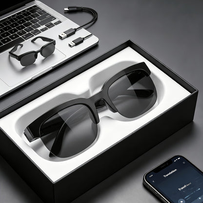 Smart Glasses Translation Eyewear with 160+ Listed Languages and Source-Listed AI Meeting Summaries
