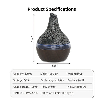 2-Pack 300ml Aroma Diffuser Set with Seven-Color Lights, 5V USB Power and 16 Included Oil Bottles