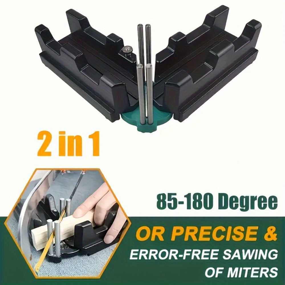Two-in-One Adjustable Miter Angle Measuring and Cutting Guide for 45- to 180-Degree Layout Work