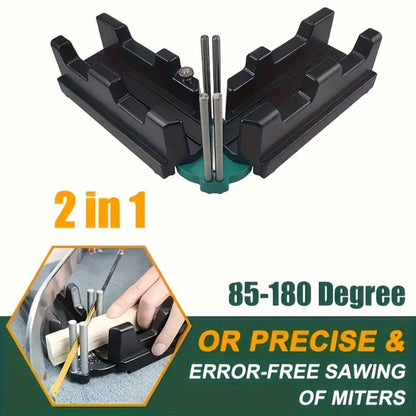 Two-in-One Adjustable Miter Angle Measuring and Cutting Guide for 45- to 180-Degree Layout Work