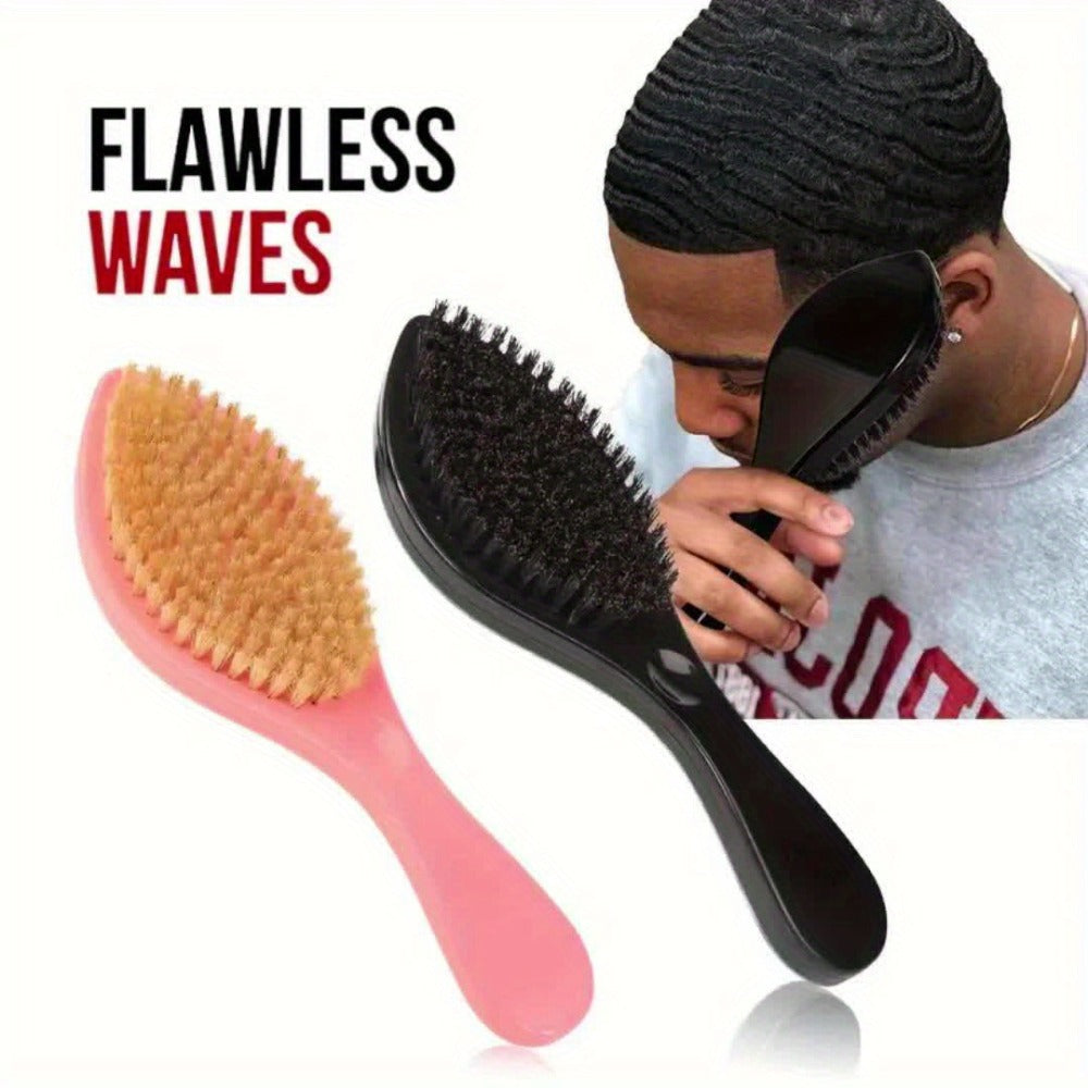 Wave Styling Brush with Curved Handle in Single-Brush or Five-Piece Hair Grooming Set Options