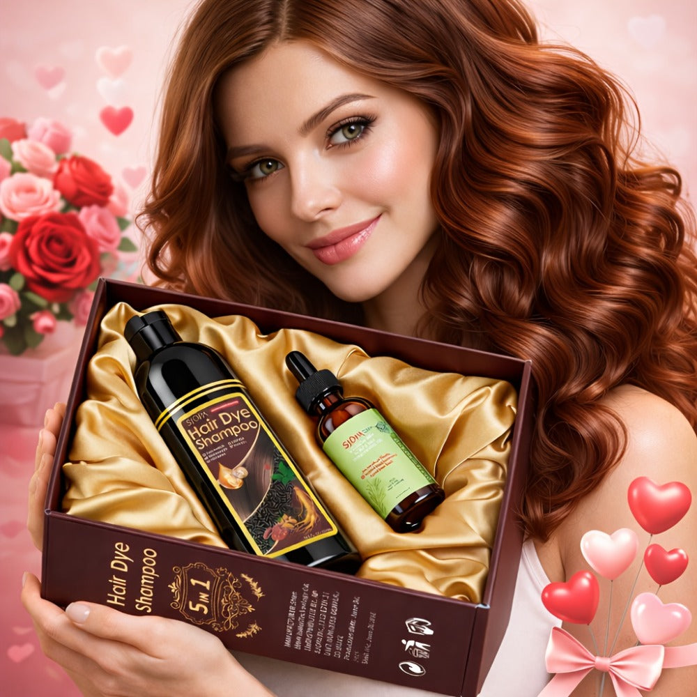 Hair Dye Coloring Shampoo 5-in-1 Upgraded with Hibiscus Oil, Squalane & Glycerin - Quick Color & Nourishing, Gentle Skin-Safe Formula, 12 Shades for Women & Men, Extra Large 500ml / 16.91oz