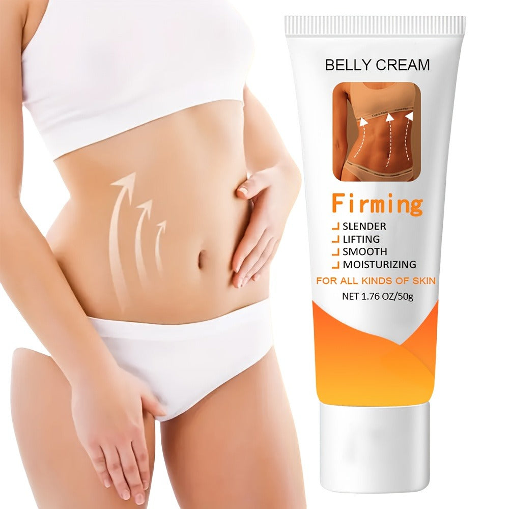 Body Moisturizer 50g Belly Cream in Squeeze Tube with White Cream Texture for Abdomen, Buttocks and Thigh Massage