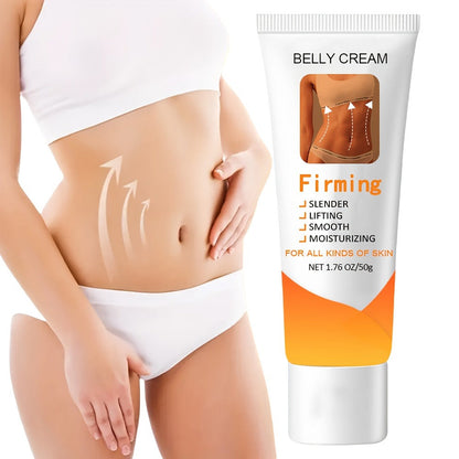 Body Moisturizer 50g Belly Cream in Squeeze Tube with White Cream Texture for Abdomen, Buttocks and Thigh Massage