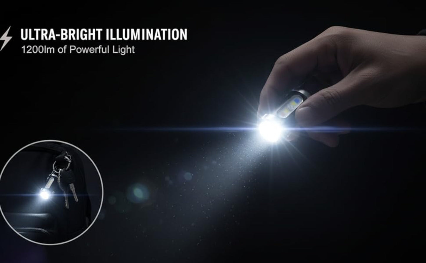 Flashlight 1200-Lumen Keychain 4-Pack with Seven Modes, USB-C Charging and Phone Power Output