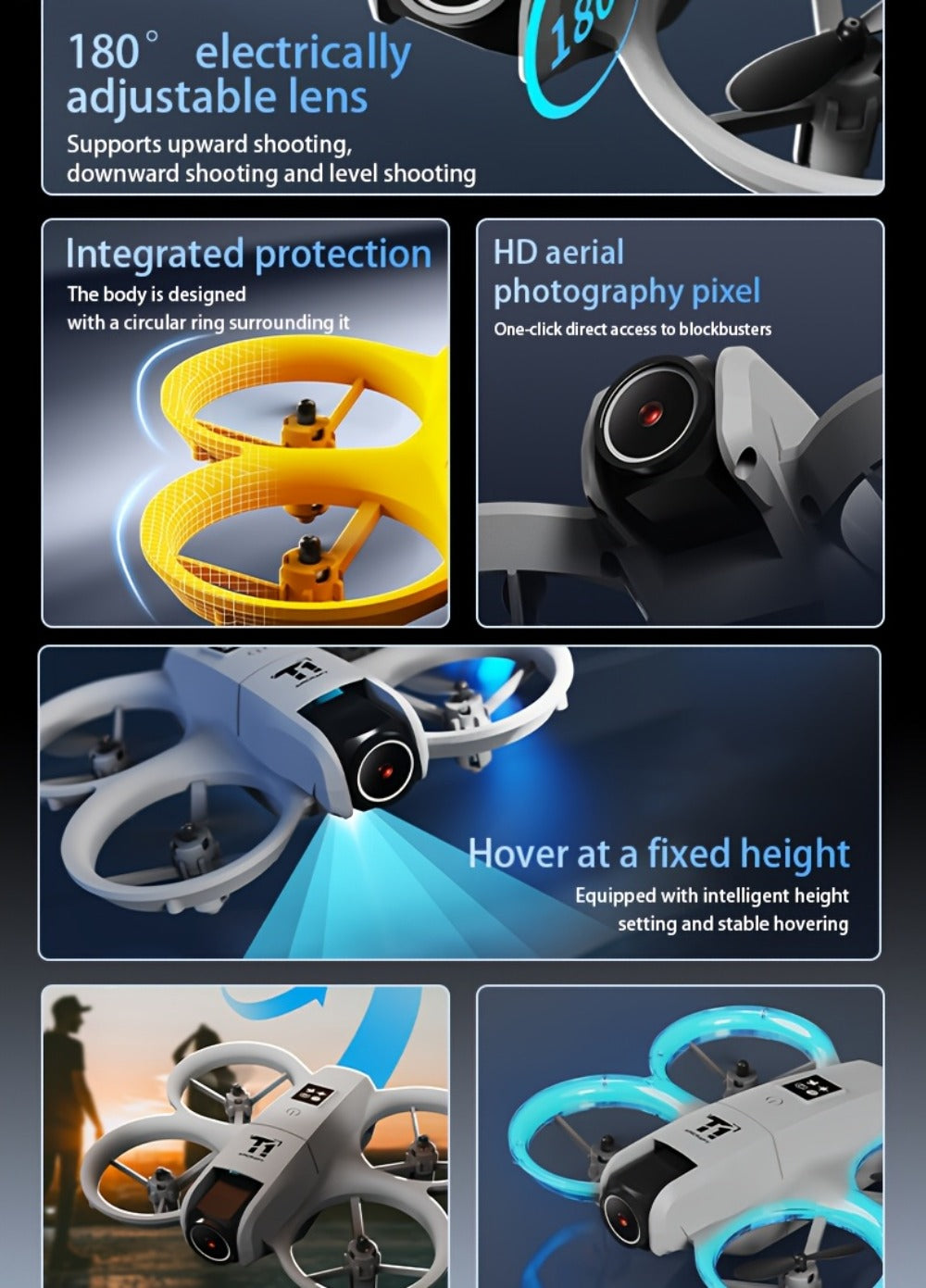 4K RC Airplane Auto Hover Dual Batteries Optical Flow WiFi FPV Camera One-Key Return Roll Anti-Shock Anti-Collision | Remote Control Plane for Kids Adults Beginners | Birthday Christmas Gift