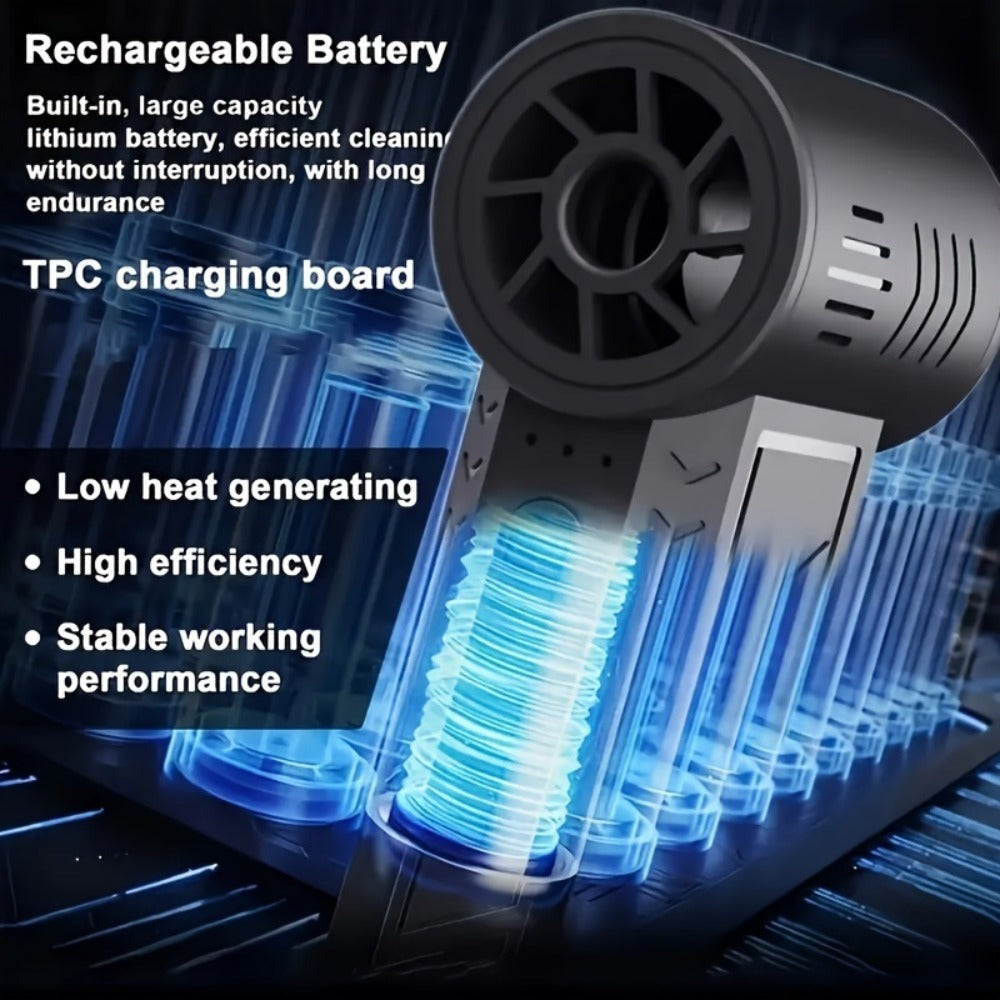 Portable Fan, USB-Rechargeable Handheld Model with Brushless Motor, High-Velocity Airflow and Built-In LED Light