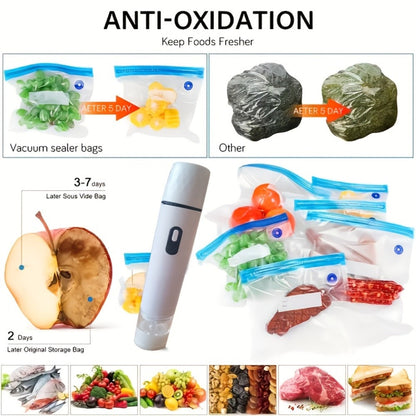 Handheld Vacuum Sealer with USB Cable and 15- or 30-Bag Storage Kit for Compact Kitchen Use