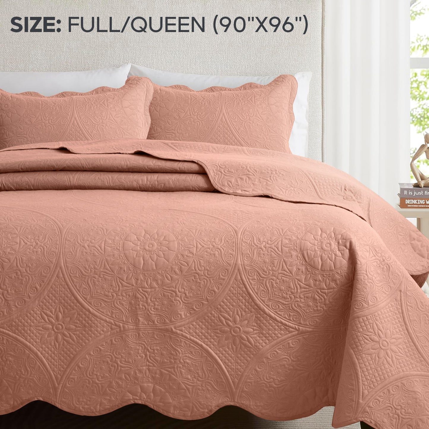 Quilted Bedspread Set 3 Piece – Soft Floral Coverlet with Pillow Shams, Lightweight Breathable Quilt for Bedroom & Guest Room, All Season Bed Cover