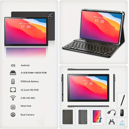 4G LTE Pink Tablet 10.1 Inch 2-in-1 Android 6GB RAM 128GB SSD 1280x800 IPS HD Touchscreen WiFi Dual Camera with Keyboard Mouse Case for Work School Travel Women