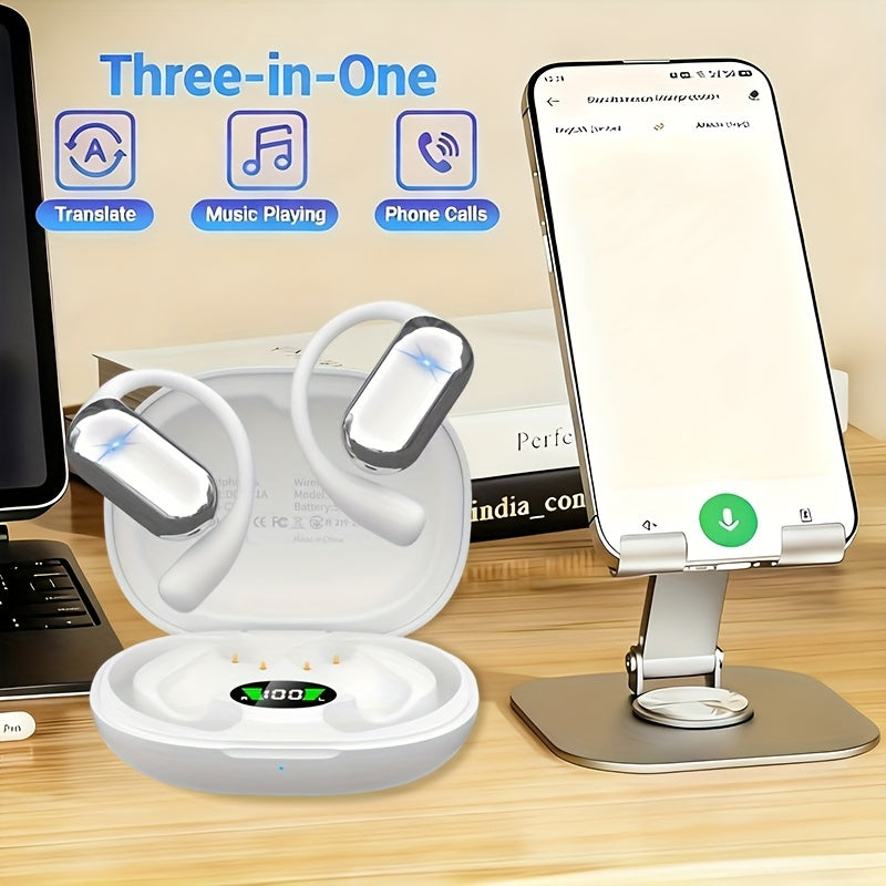 AI Translation Earbuds 144 Languages Real-Time Bluetooth 6.1 TWS Meeting Notes Noise Cancelling Crystal Mic Touch Control Type-C Charging All Smartphones Business Travel
