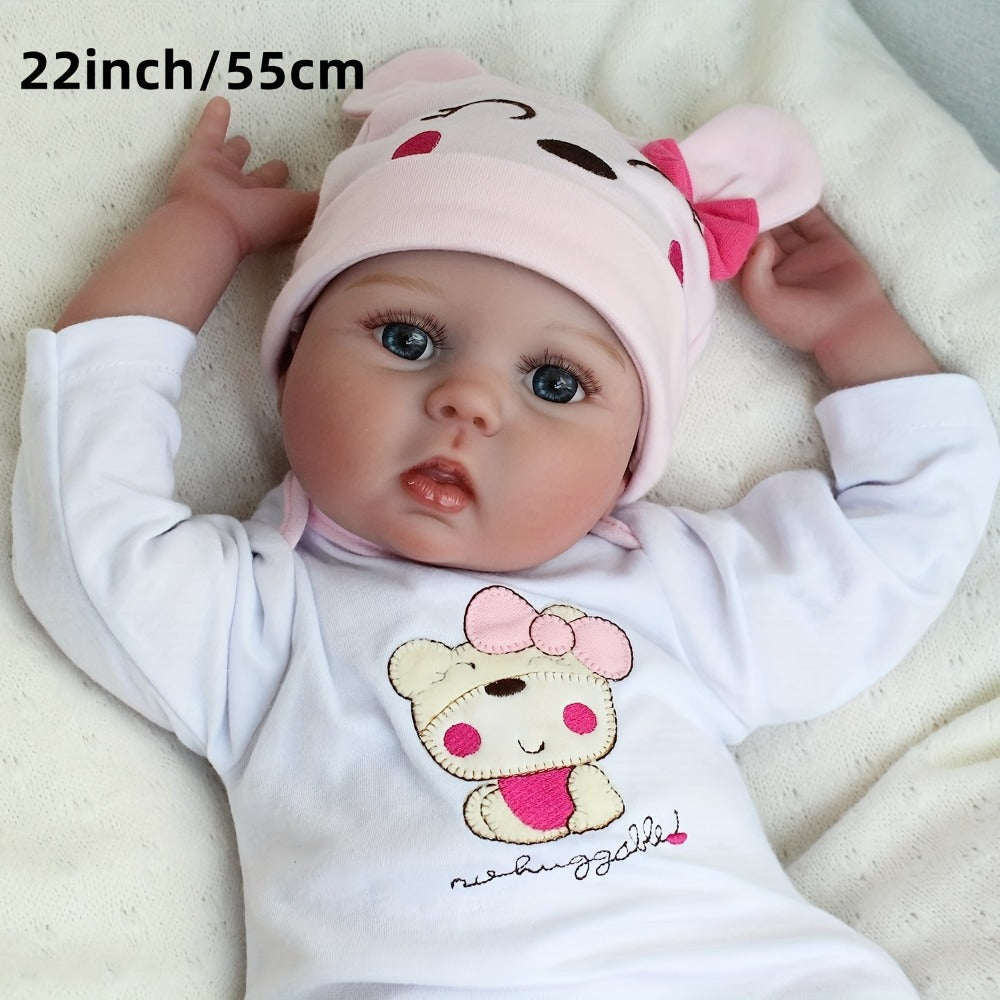 Reborn Doll 22-Inch Cloth-Body Sleeping Figure with Vinyl Head and Limbs, Character-Print Outfit and Accessories