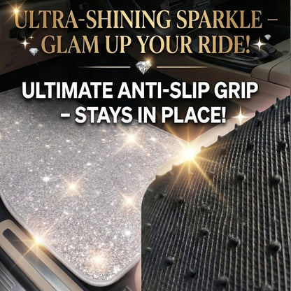 Crystal Bling Car Floor Mats for Women – Sparkling Diamond & Flash Glitter Universal Non-Slip Waterproof Auto Floor Pads, Fashionable Car Interior Accessory, 4/8pcs Set, Great Christmas Gift