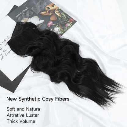 Invisible Wire Hair Extensions 22 Inch for Women — Transparent Fish Line 4 Clips Long Wavy Hairpiece for Thin Fine Hair, 7 Colors 1B 613 Ombre, No Glue No Heat Damage Free