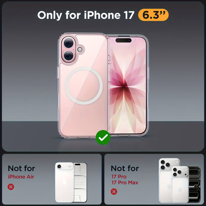 MagSafe iPhone Case with Screen Protector & Camera Lens Protector – N52 Super Magnet Shockproof Clear TPU PC Cover, Anti-Yellow, 3-in-1 Bundle for iPhone 16 16 Plus 16 Pro 16 Pro Max 15 14 13 11