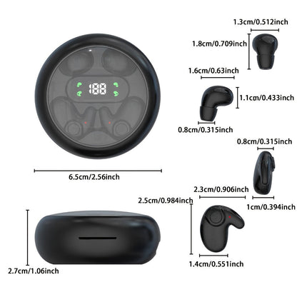 Invisible Sleep Wireless Earbuds 2 Pairs, Mini In-Ear Earphones HiFi Sound Noise Reduction Bass Touch Control Digital Display Long Battery Type-C, for Office Leisure Sport Sleep Men Women