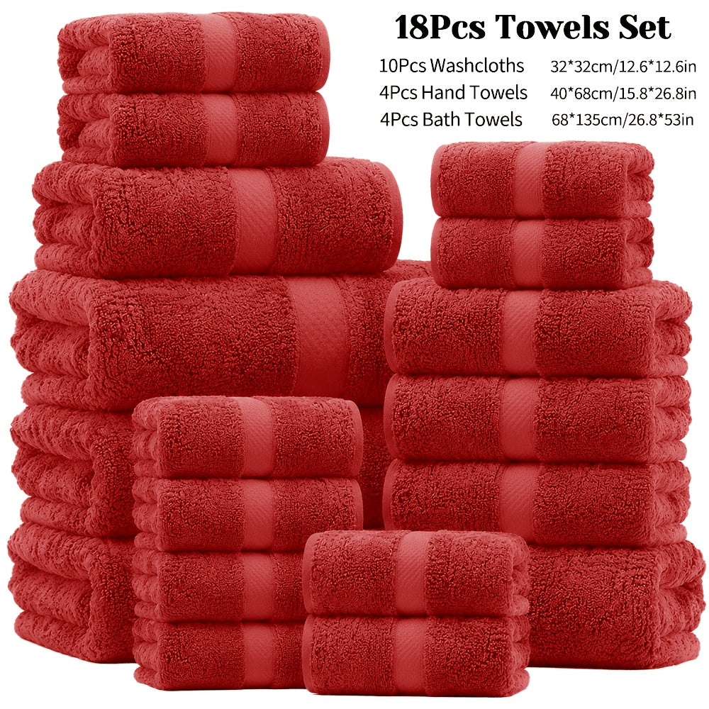 Towel Set 12, 16 or 18 Piece 450GSM Cotton-Blend Bath, Hand and Face Towels in Multiple Colors