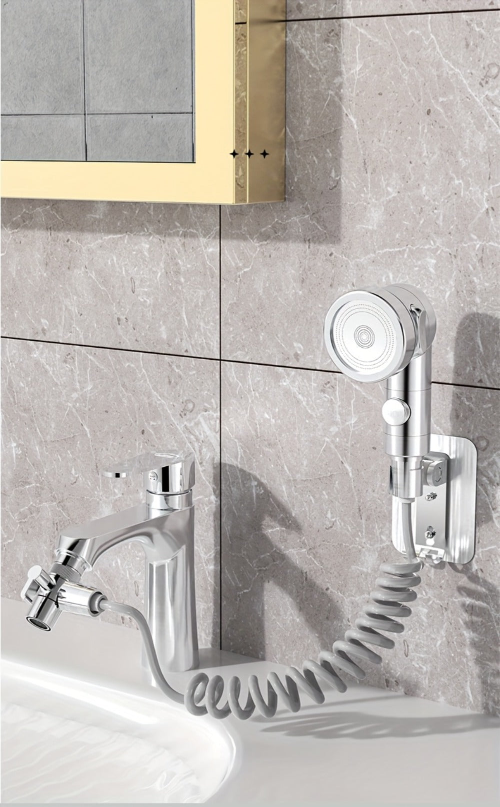 Faucet Extender Pull-Out Retractable Showerhead for Washbasin - Hot & Cold Compatible Hair Washing Sink Sprayer, Basin Extension Attachment for Bathroom Sink, 1-Speed & 3-Speed Options