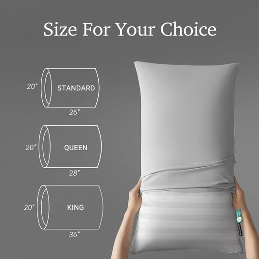 Hotel Collection Feather Down Bed Pillows Set of 2 – 500 Thread Count 100% Cotton, Soft Hypoallergenic Queen King Standard Size Back Side Sleeper Pillow 2 Pack
