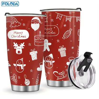 Insulated Tumbler 20oz Christmas Patterns with Stainless Steel, Lid, Straw and Seven Designs
