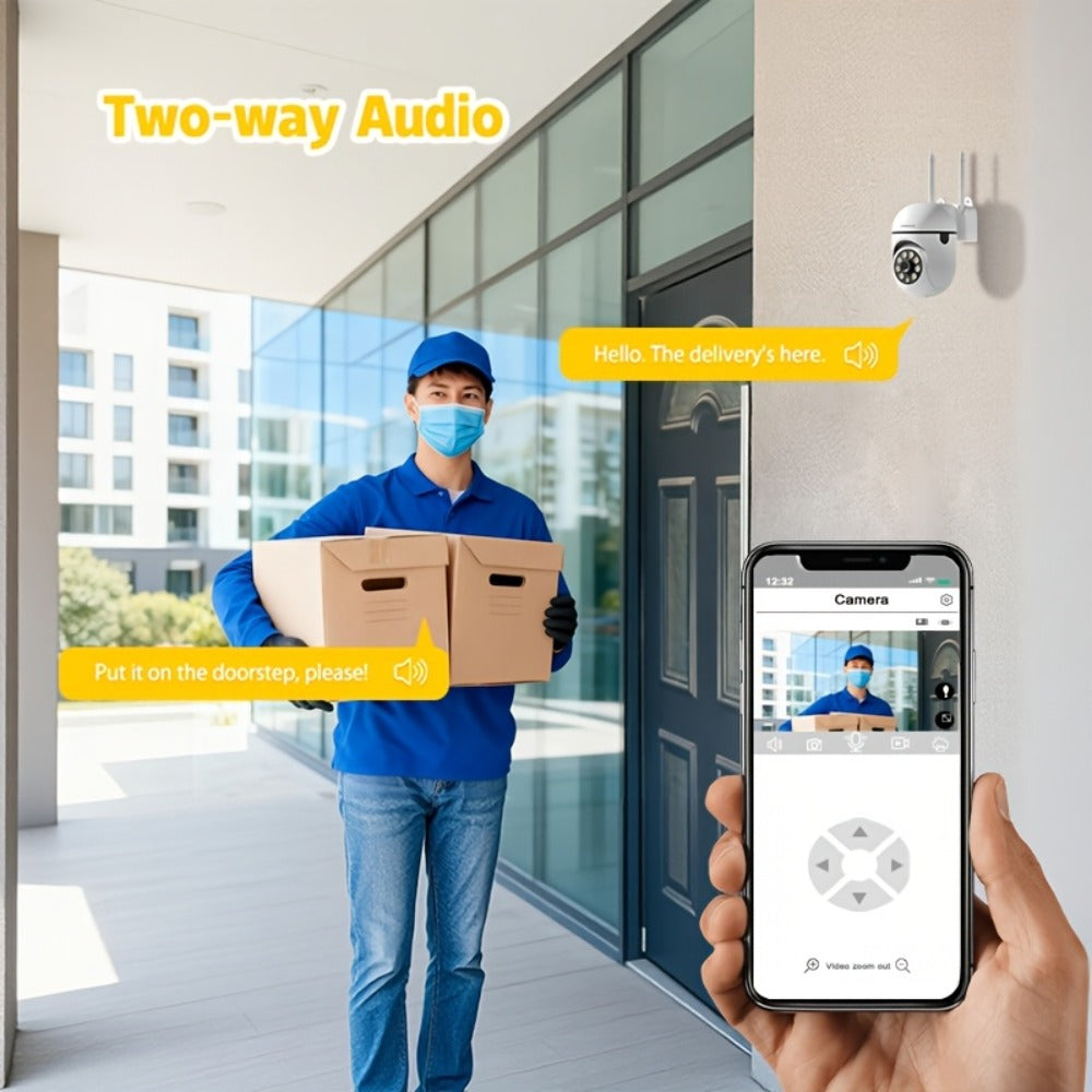 Security Camera 1080P PTZ Model with 360 Pan-Tilt, Color Night Vision, Two-Way Audio, Spotlight and TF Storage