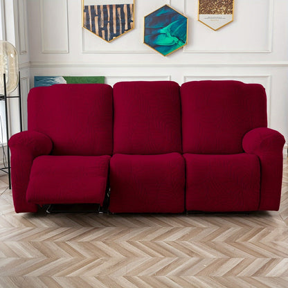 Jacquard Stretch Sofa Recliner Cover Big Leaves - High Stretch Soft Washable Slipcover for 1 2 3 Seat Loveseat with Console Furniture Protector Home Decor, 6 Colors