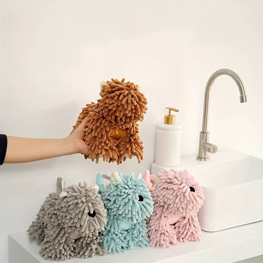 Puppy-Shaped Hanging Hand Towel in Pink or Blue Checkout Options for Kitchen or Bathroom Display
