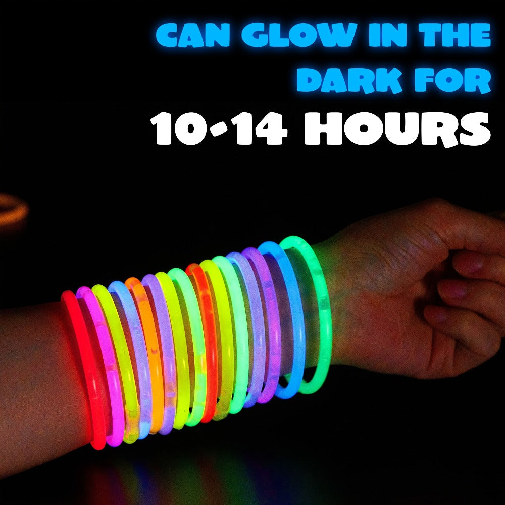 144-Piece 8-Inch Glow Stick Party Pack in Seven Pictured Colors with Bracelet and Necklace Connectors