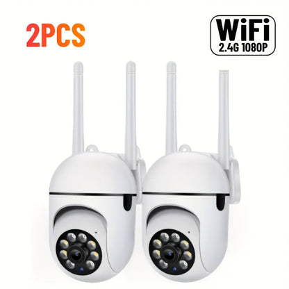 Indoor Security Camera 2-Pack with 355° Pan-Tilt, Night Vision, Two-Way Audio and Connection Options