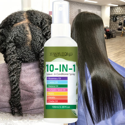 10-in-1 Hair Treatment Spray 100ml with Argan Oil Batana and Rosemary - Anti-Breakage Split End Repair Frizz Control Shine Boost Leave-In Spray for Dry Damaged Hair Women and Men