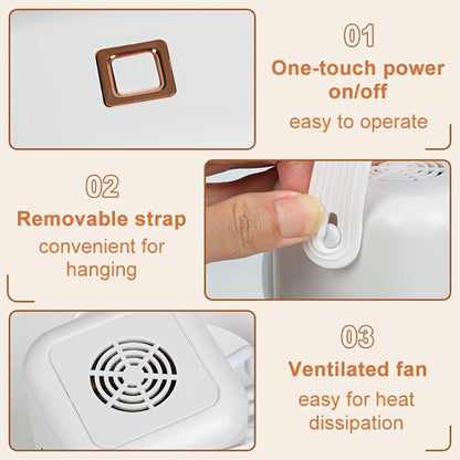 Compact Foldable Clothes Dryer in Pure White with Golden-Color Trim, Carry Handle and Hanging Strap