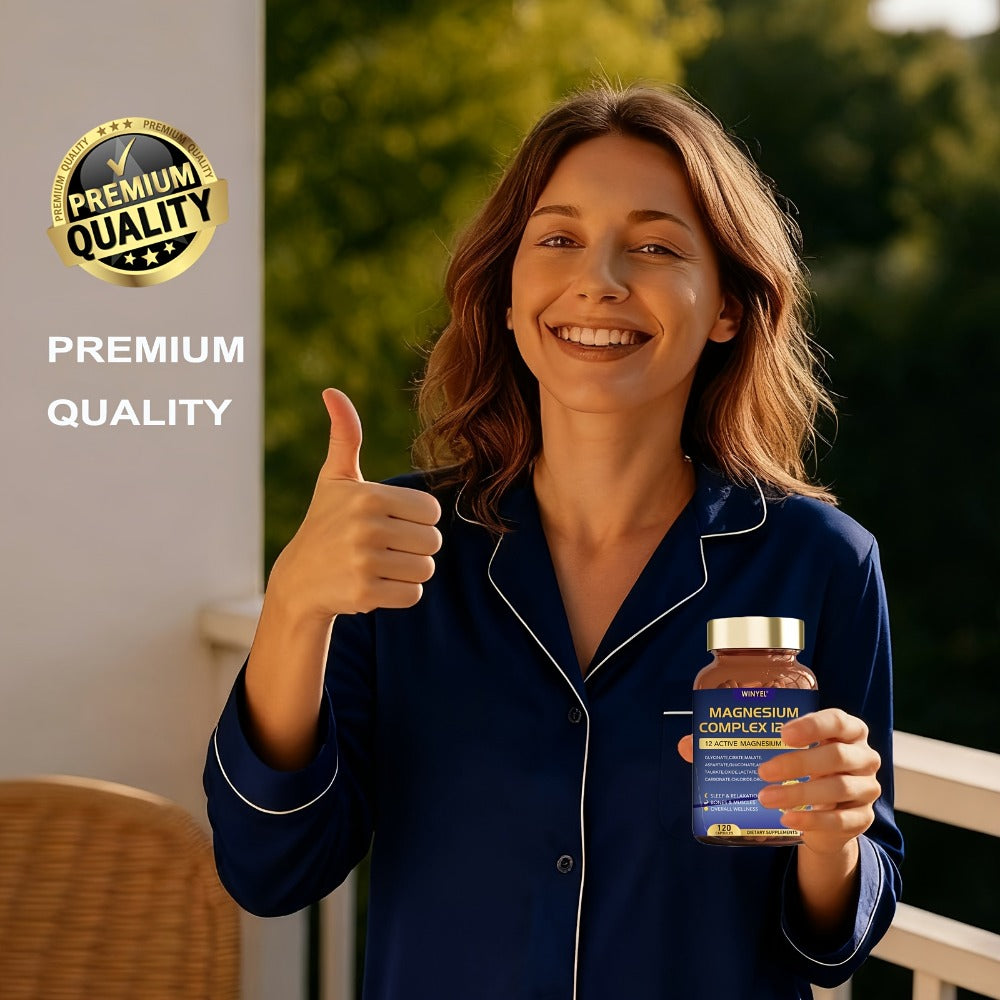 Magnesium Complex 700mg 12-in-1 120 Capsules with Glycinate, Citrate, Malate & Taurine for Sleep, Mood, Nerve, Heart & Muscle Function Support for Men & Women