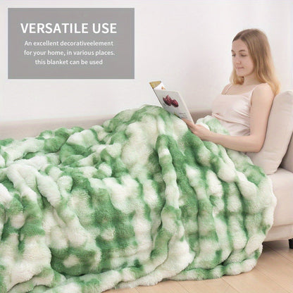 Faux Rabbit Fur Fluffy Blanket – Thick Warm Soft Plush Throw for Bed & Living Room, Luxury Furry Blanket, 8 Colors, 4 Sizes