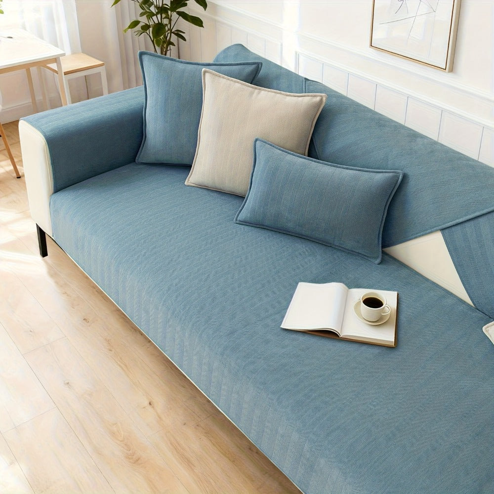 Sofa Cover Ribbed Chenille Stretch Panels with Non-Slip Design for 1 to 4 Seats, Armrests or Cushions