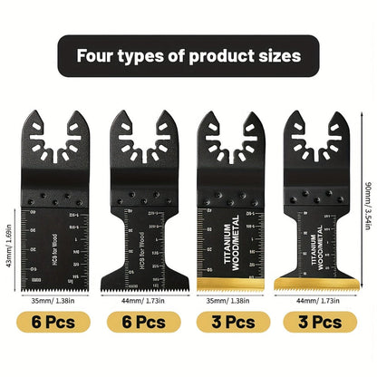 Oscillating Multi-Tool Blade Set with Titanium-Coated Quick-Release Blades in 18, 28 or 50-Piece Options